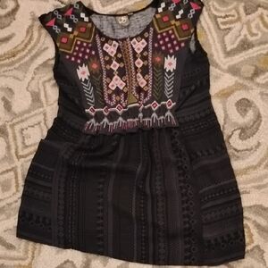 Anthropologie Navy and Multicolor Embroidered Tunic. Beautiful Top! Size Small.